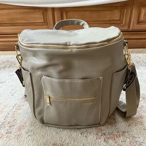 Fawn Design Grey Faux Leather Diaper Bag